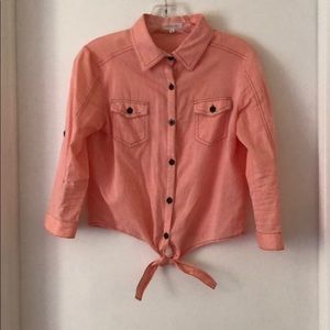 Tie front long sleeve blouse